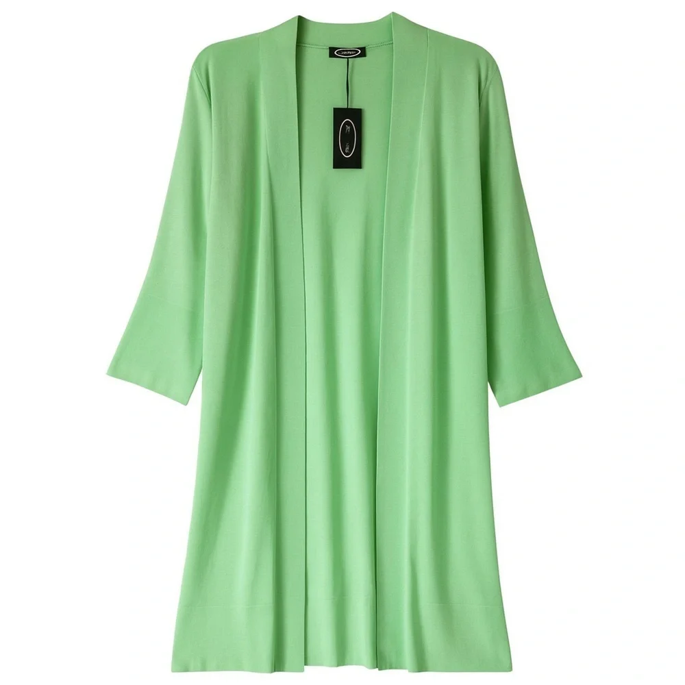 NWT Magaschoni Mint Green Open Front Longline Cardigan Sweater Cashmere Blend Lg